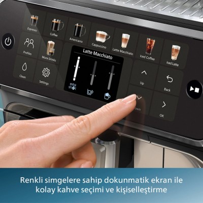 PHILIPS EP5547/90 Tam Otomatik Espresso Makinesi Krom Siyah